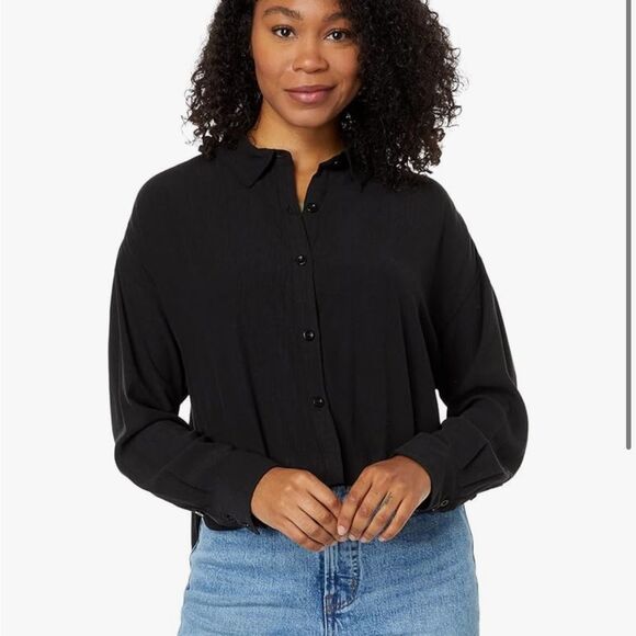 Madewell Lusterweave Hartfield Crop Shirt  -  Front Button Closure,XL - Picture 1 of 13